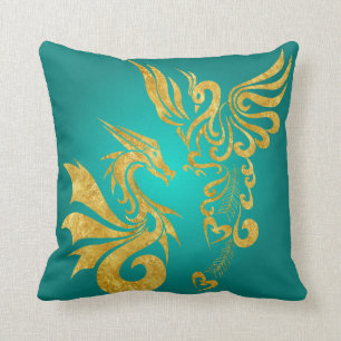 Feng réversible Shui Phoenix et coussin de dragon