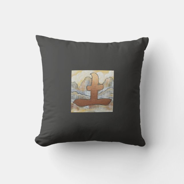 Feng Shui-aardsymbool, houtskool Kussen (Voorkant)