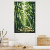 Feng Shui Bamboo Waterverf Schilderij Poster (Keuken)