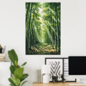 Feng Shui Bamboo Waterverf Schilderij Poster (Thuiskantoor)