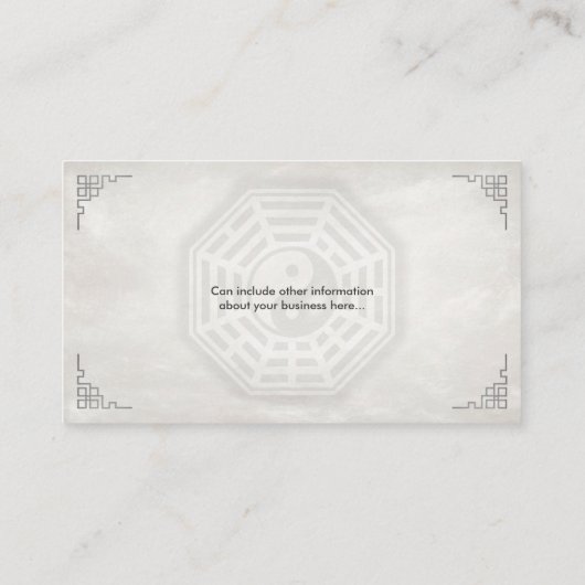 Feng Shui Calligraphy Symbol and Lucky Bamboo Visitekaartje (Achterkant)