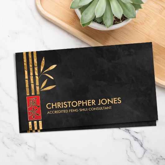 Feng Shui Calligraphy Symbol Lucky Bamboo Visitekaartje