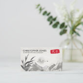 Feng Shui Calligraphy Symbol Waterverf landschap Visitekaartje (Staand voorkant)