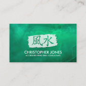 Feng Shui Calligraphy Symbol - wit op Jade Green Visitekaartje (Voorkant)