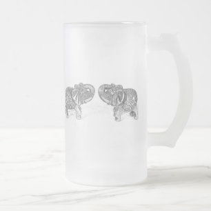 Feng Shui Double Elephant - B&W Matglas Bierpul