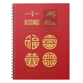 Feng Shui - Four Blessings Red Notitieboek