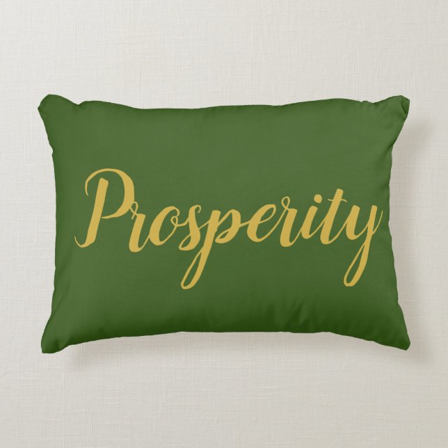 Feng Shui Green & Gold "Prosperity" Accent Pillow Kussen (Voorkant)