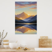 Feng Shui Mountain Sunrise Poster (Keuken)