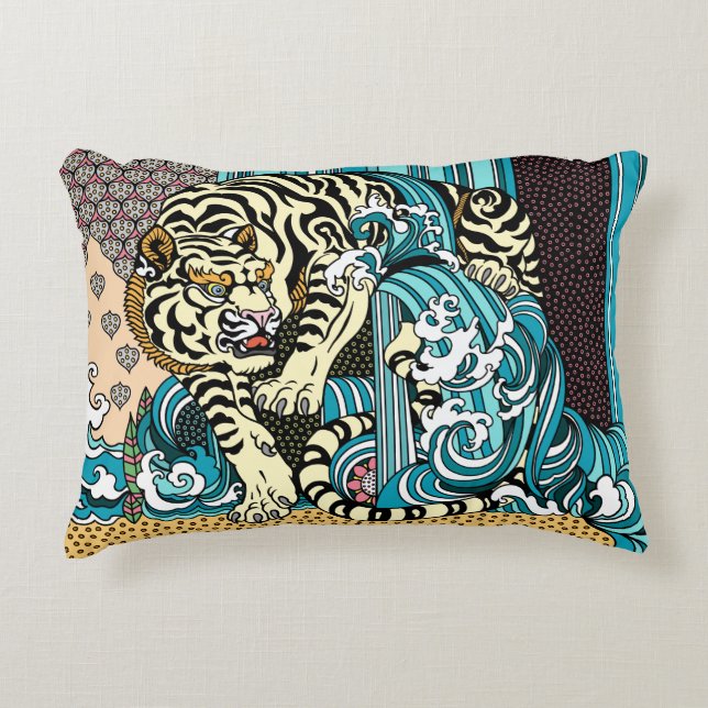 Feng Shui White Tiger Accent Pillow Kussen (Voorkant)
