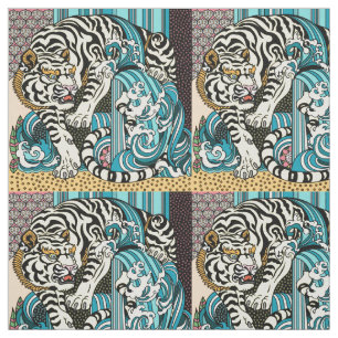 Feng Shui White Tiger Fabric Stof