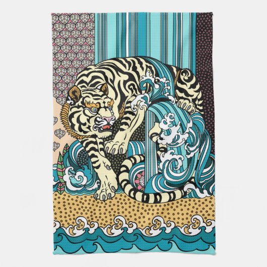 Feng Shui White Tiger Kitchen Towel Theedoek (Verticaal)