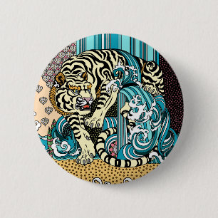Feng Shui White Tiger Ronde Button 5,7 Cm