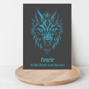 Fenir Fenris nordic Wolf face blue Briefkaart