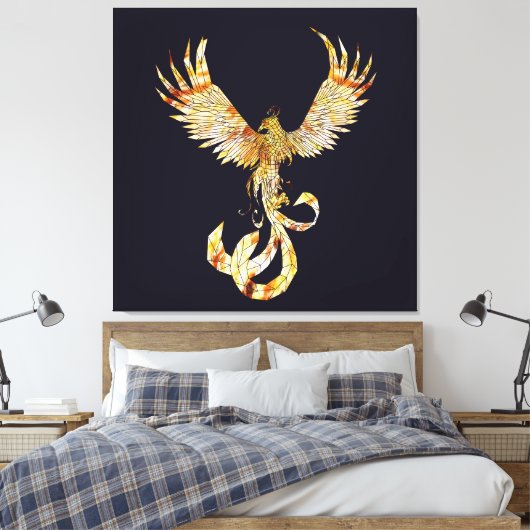 Fênix em chamas - Phoenix on fire. Canvas Afdruk (Insitu (Slaapkamer))