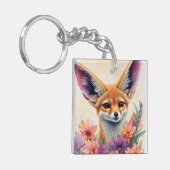 Fennec Fox bloemenportret schilderij Sleutelhanger (Voorkant Links)