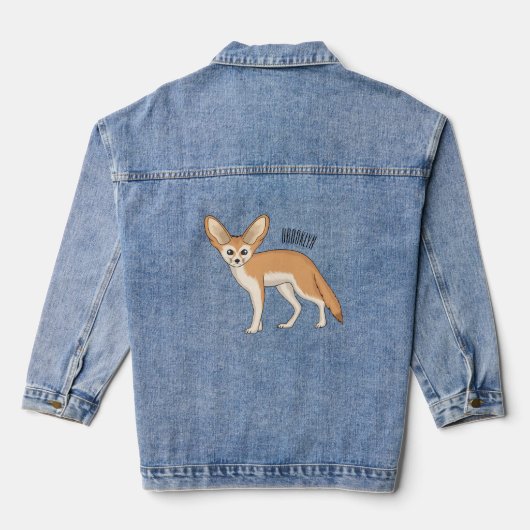 Fennec fox cartoon afbeelding denim jacket (Achterkant)