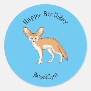 Fennec fox cartoon afbeelding ronde sticker