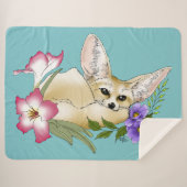 Fennec Fox Flowers Schattige Sherpa Deken (Voorkant (horizontaal))
