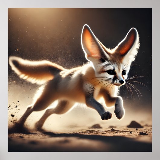Fennec Fox in Motion Dynamic Desert Wildlife Poste Poster (Voorkant)