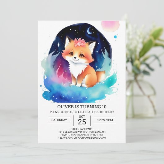 Fennec Fox Kids Birthday Bash Kaart (Staand voorkant)