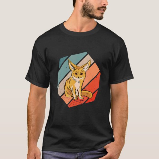 Fennec Fox  Retro Hexagon Woestijn Fennec Fox T-shirt (Voorkant)