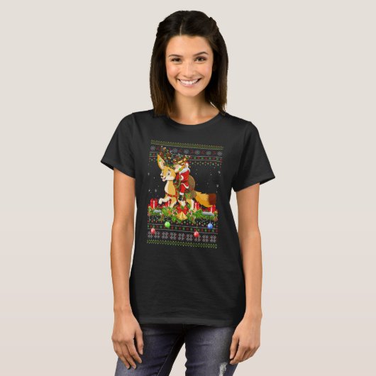 Fennec Fox Ugly Santa Riding Fennec Fox Christma T-shirt (Voorkant volledig)