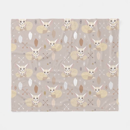 Fennec Foxes Arrows en Feathers Fleece Deken (Voorkant (Horizontaal))