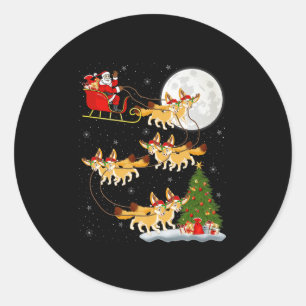 Fennec Vos Kerstman Sleigh Vliegend Grappig Magisc Ronde Sticker
