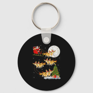 Fennec Vos Kerstman Sleigh Vliegend Grappig Magisc Sleutelhanger