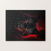 Fenrir - Zwarte wolf met rode ogen Legpuzzel (Horizontaal)