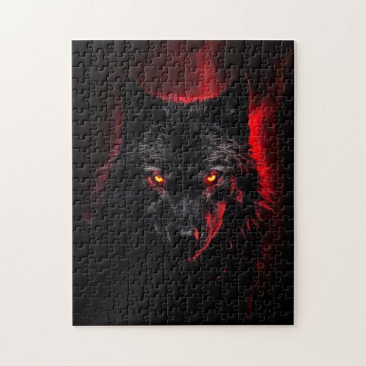 Fenrir - Zwarte wolf met rode ogen Legpuzzel (Verticaal)