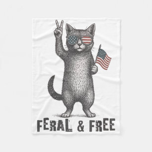 Feral & Gratis kat grappig 4 juli Fleece Deken