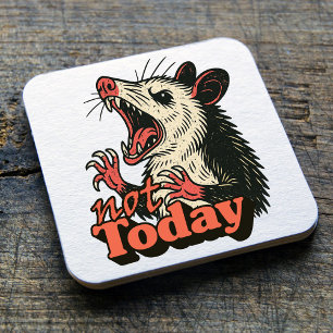 Feral Angry Possum niet vandaag typografie Vierkante Kartonnen Onderzetter