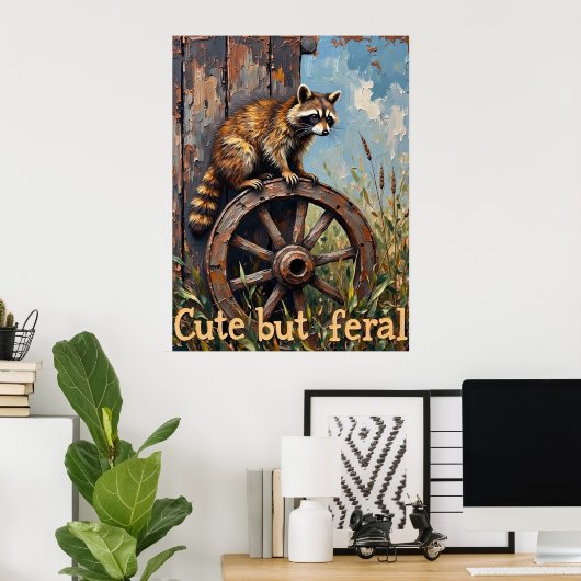 Feral en Fancy: Wasbeer op  Wheel Poster (Thuiskantoor)