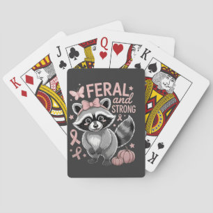 Feral en sterke borstkanker bewustzijn wasbeer pokerkaarten