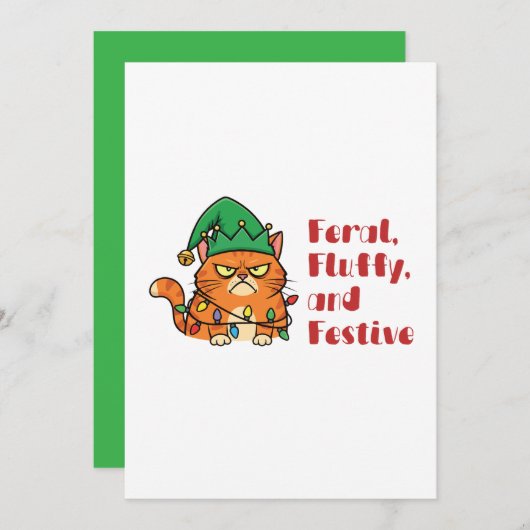 Feral, Fluffy, and Festive Feestdagenkaart (Voorkant / Achterkant)