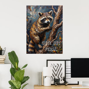 Feral Gaze: Wasbeer in de kale Bossen Poster