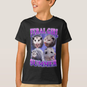 Feral Girl Summer Opossum Funny Meme T-shirt