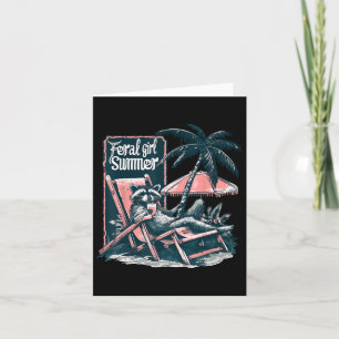 Feral Girl Summer Opossum Funny Raccoon Gi Kaart