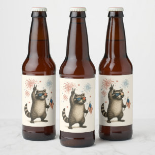 Feral maar gratis vuurwerk Feral Raccoon 4 juli Bier Etiket
