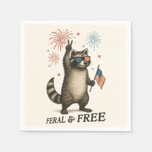 Feral maar gratis vuurwerk Feral Raccoon 4 juli Servet