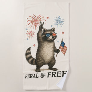 Feral maar gratis vuurwerk Feral Raccoon 4 juli Strandlaken