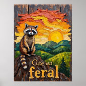 Feral Silhouette: Wasbeer tegen de ondergaande zon Poster (Voorkant)