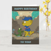 Ferald et le bébé Lizard carte d'anniversaire (Fleur jaune)
