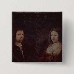 Ferdinand II van Aragón en Isabella I van Castili Vierkante Button 5,1 Cm