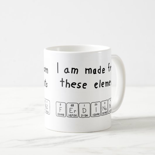 Ferdinand nom de table périodique mug (Devant droit)