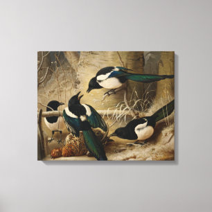 Ferdinand von Wright - Magpies Round a Dead Canvas Afdruk