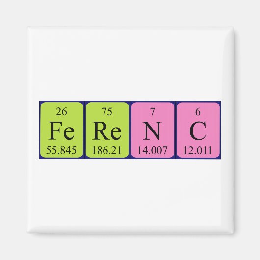 Ferenc. nom de table périodique aimant (Devant)
