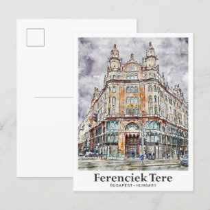 Ferenciek Tere Budapest Hongarije Reis Waterverf Briefkaart