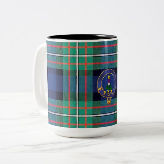 Ferguson clan badge en tartan mok (Voorkant links)